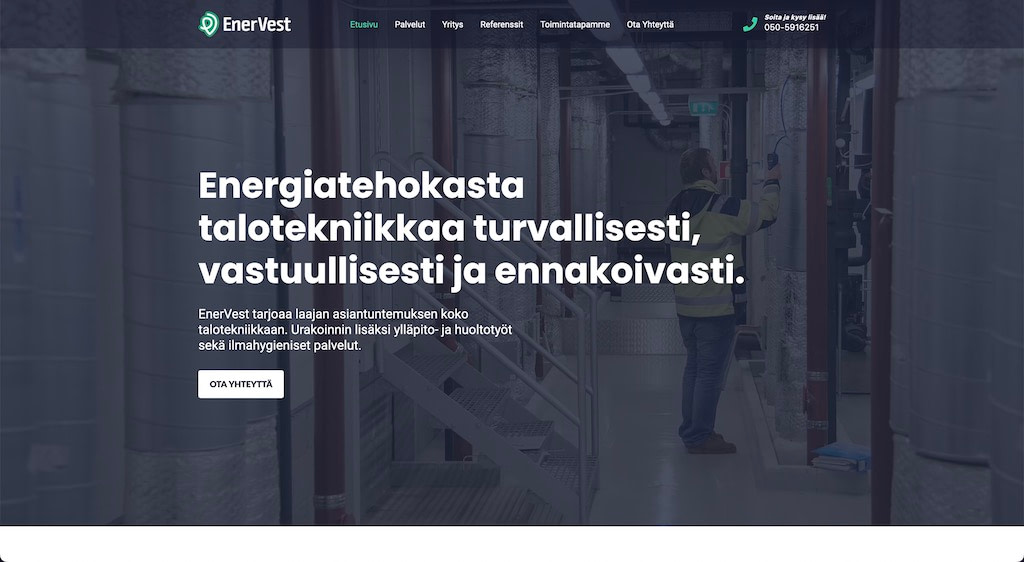 EnerVest website frontpage