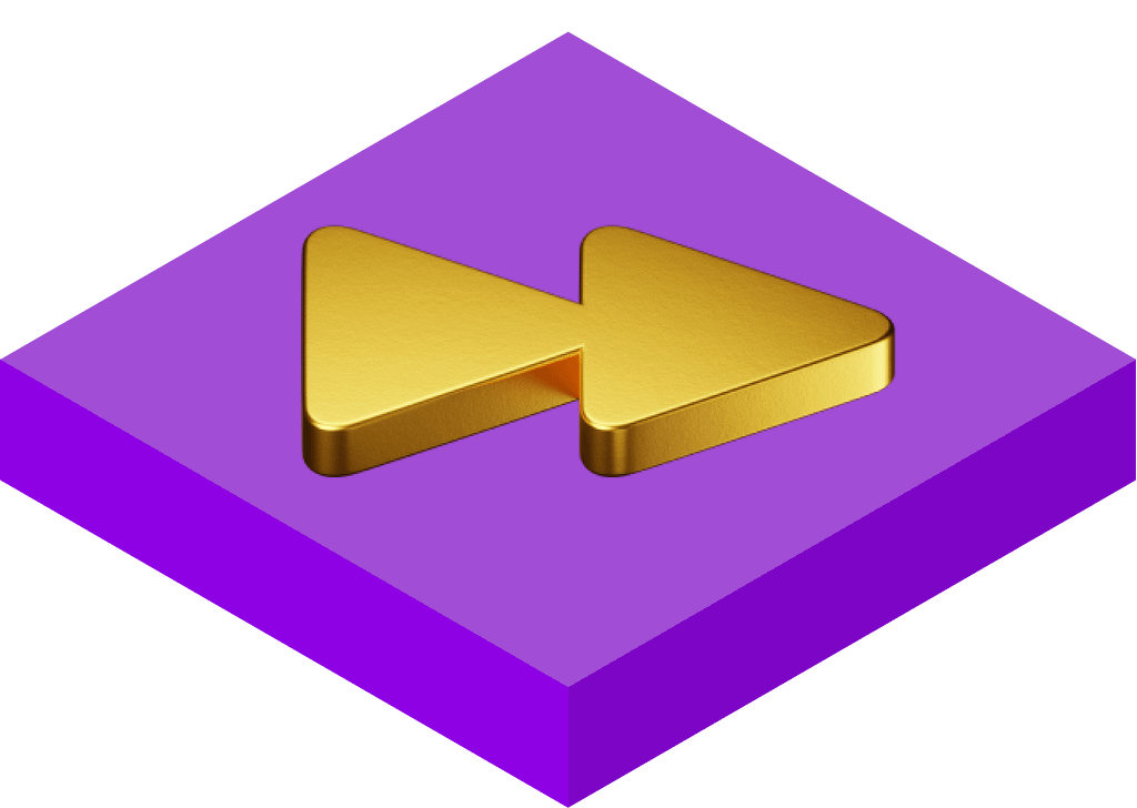 fast forward icon on a violet platform