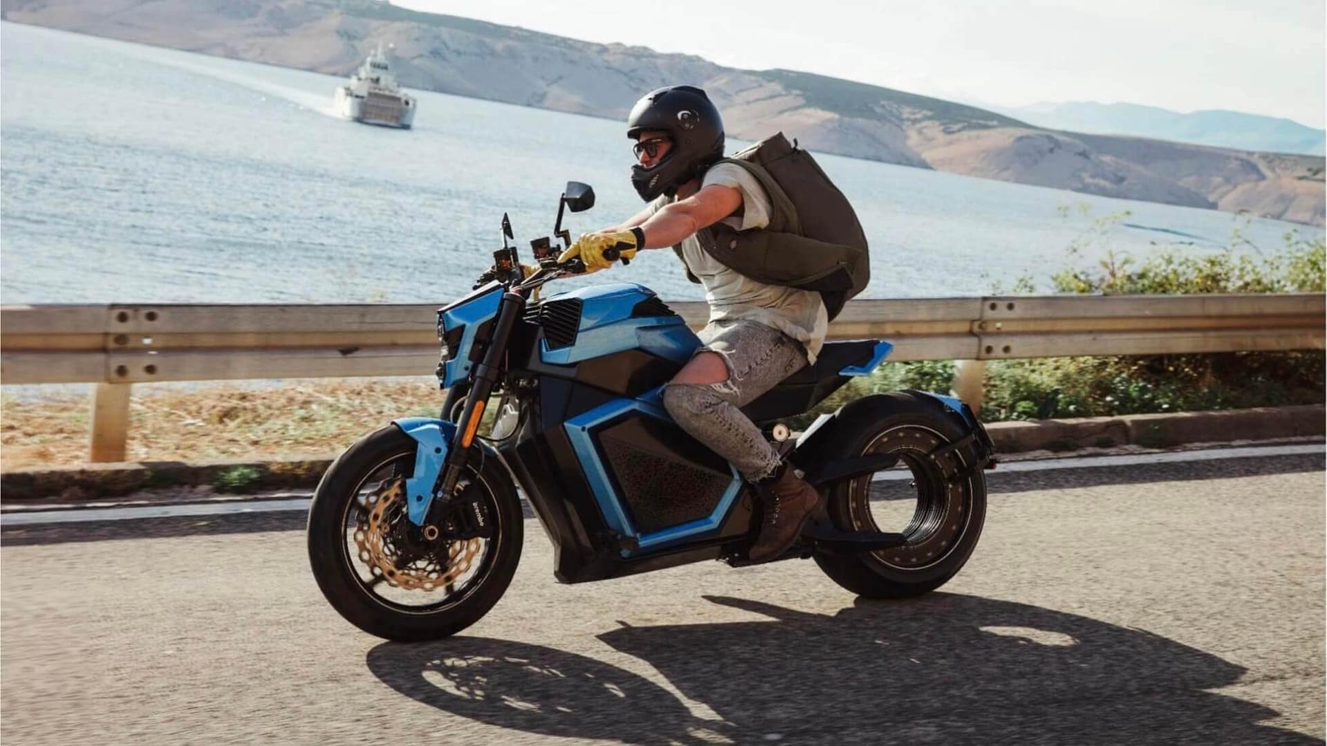 Verge TS Motorcycle at display in the sunny California retail store