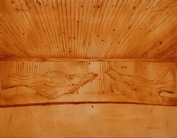 Iiris Riihimäki, Long-Distance, 2025. Oil and casein on canvas, 120 × 155 cm