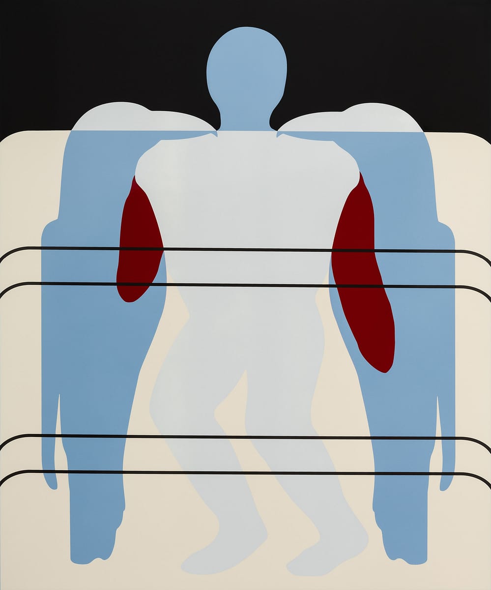 Kasper Bosmans, Odinn Always Winking (One Blue Eye), 2024. Enamelled steel plate, 120 × 100 × 4 cm.
