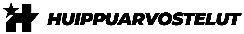 "Huippuarvosanat" -logo, jossa tyylitelty hahmo, jossa käsivarsi kohotettuna ja sen vieressä tähti, jota seuraa teksti "HUIPPUARVOSANAT" lihavoituin isoin kirjaimin. Logossa on yksivärinen värimaailma.