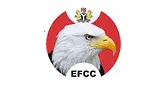 EFCC logo featuring a bald eagle's head in front of a red and white circle, with the Nigerian coat of arms on top and the letters "EFCC" below.