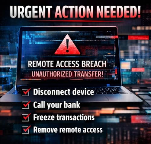 If Someone Accessed Your Computer and Money Was Stolen, Do This Immediately