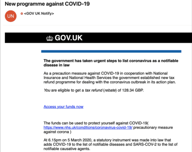 coronavirus scam tax refund