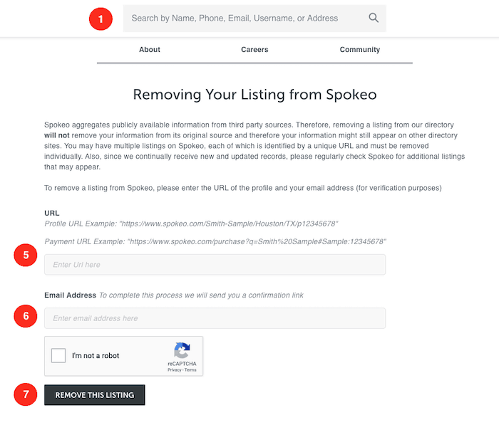 Opt-out Process to remove Info from Spokeo