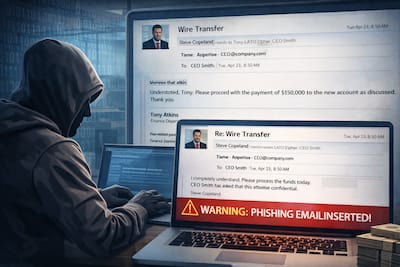 Email thread insertion business email compromise