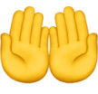 Two open yellow hands, palms facing up and side by side