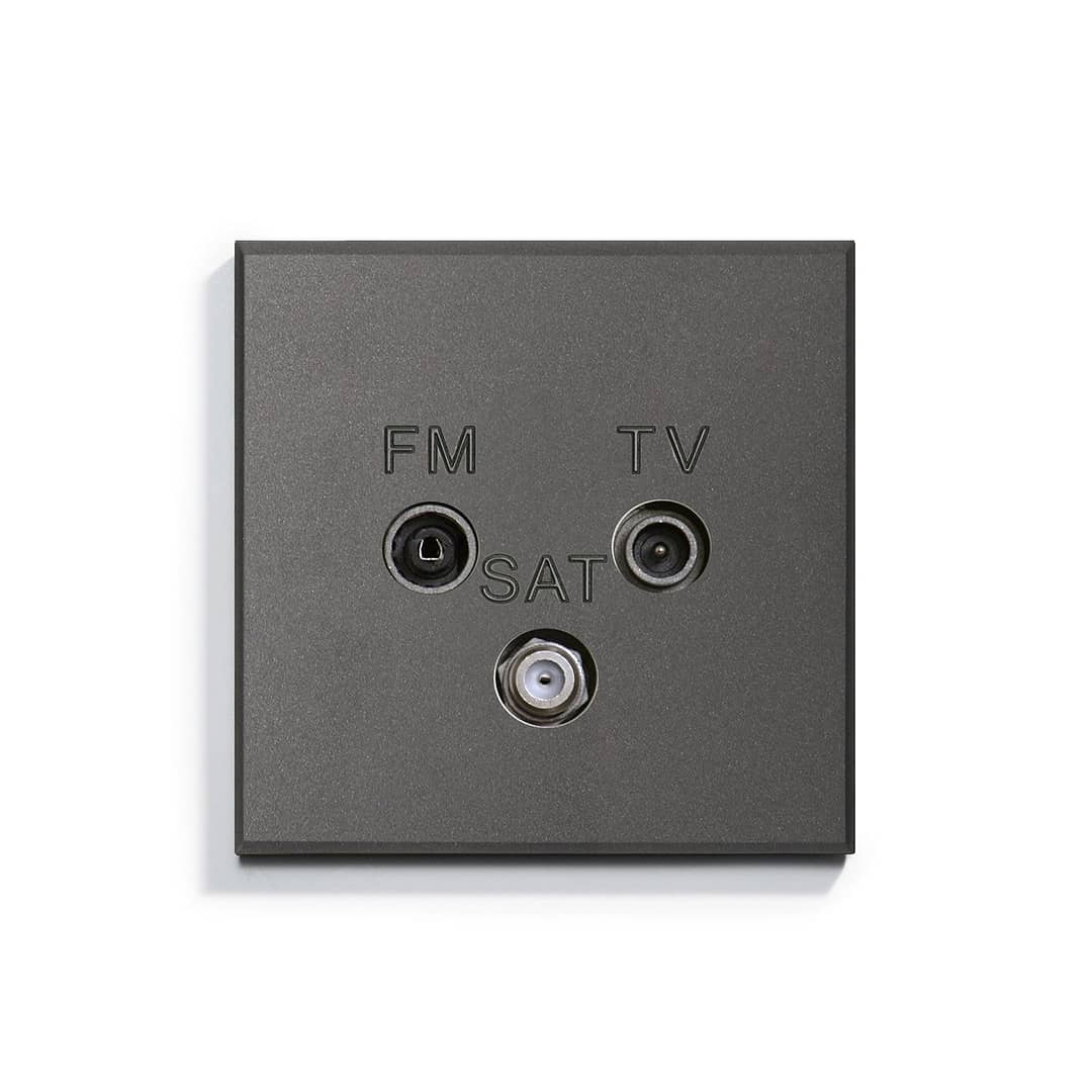 A black tv sat switch on a white background.