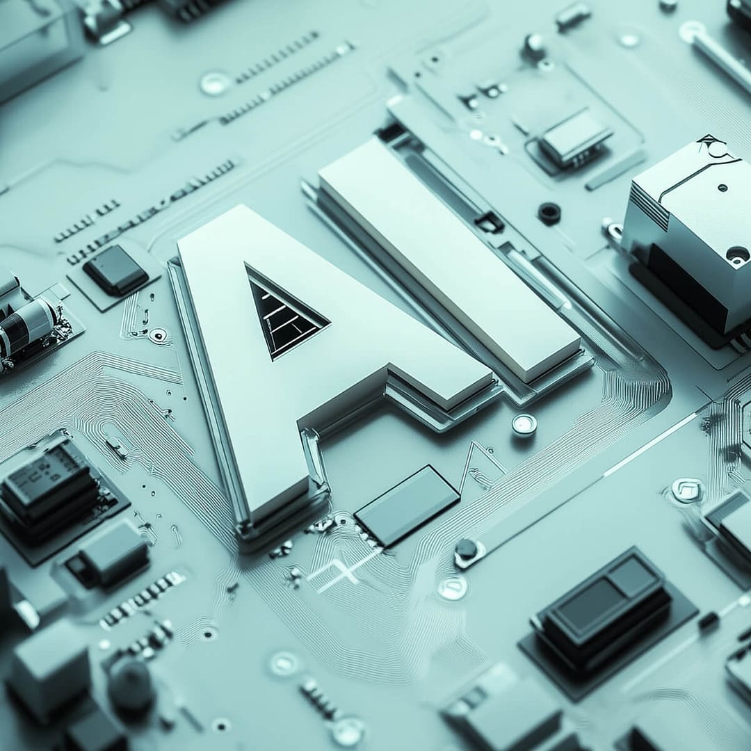 A close-up of a computer motherboard with the letters 