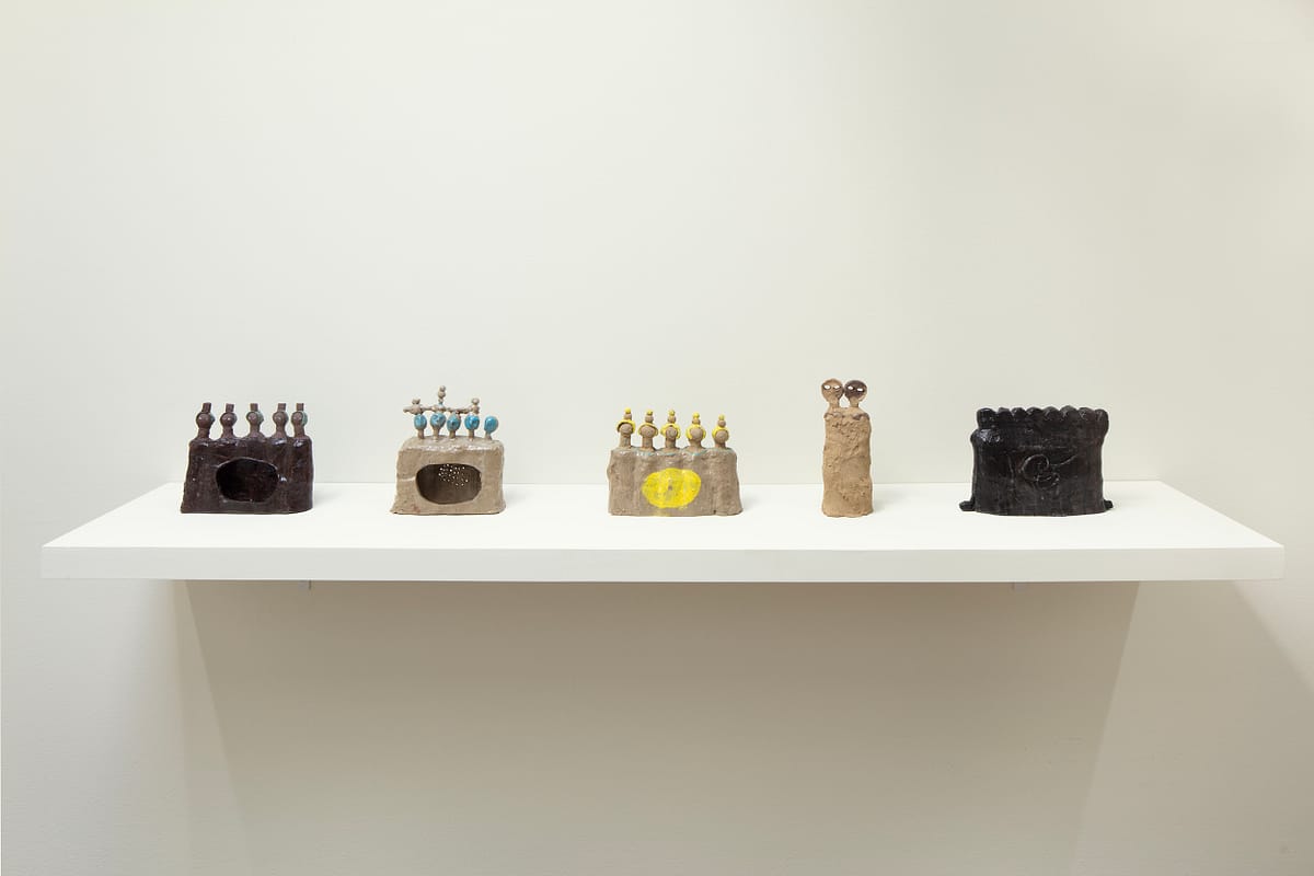 Installation view of the exhibition ‘Róza El-Hassan: The non-violent revolution is feasible’. 