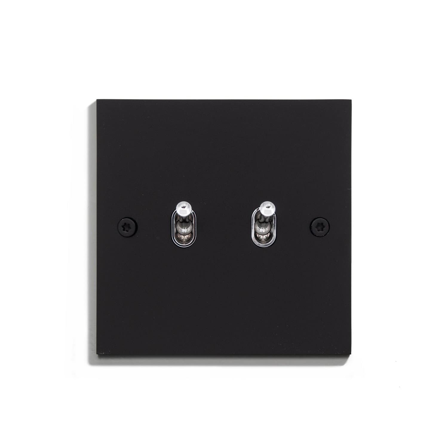 Two black switches on a white background.