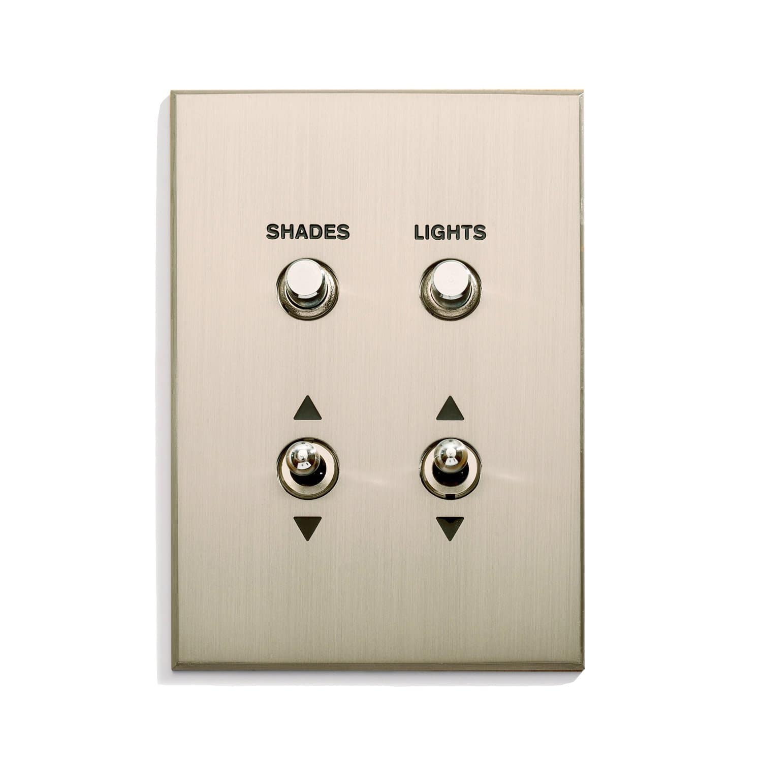 A light switch with two switches on it.