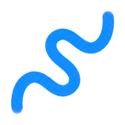 A thick, wavy blue line forming an S-shape on a light gray background.