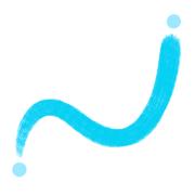 A thick, light blue, wavy line curves upward with a dot at each end, all on a white background.