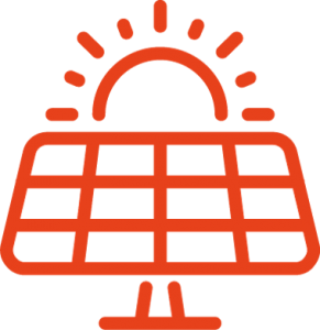 Logo with PV modules and rising sun to represent intelligence