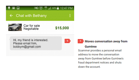 romance scammer asking bank details