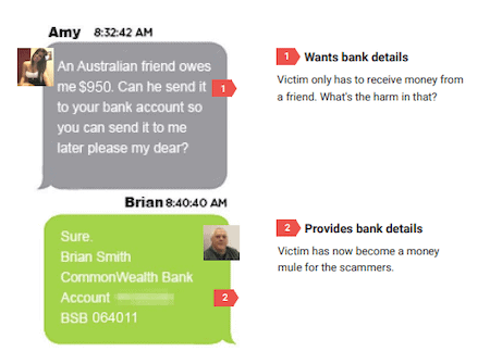 romance scammer asking bank details