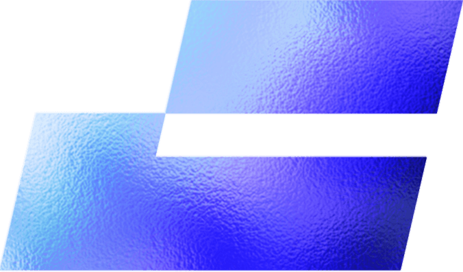 A logo featuring two overlapping, textured blue shapes creating a stylized "S" with a modern and digital appearance. The shading gives a metallic or glass-like finish.