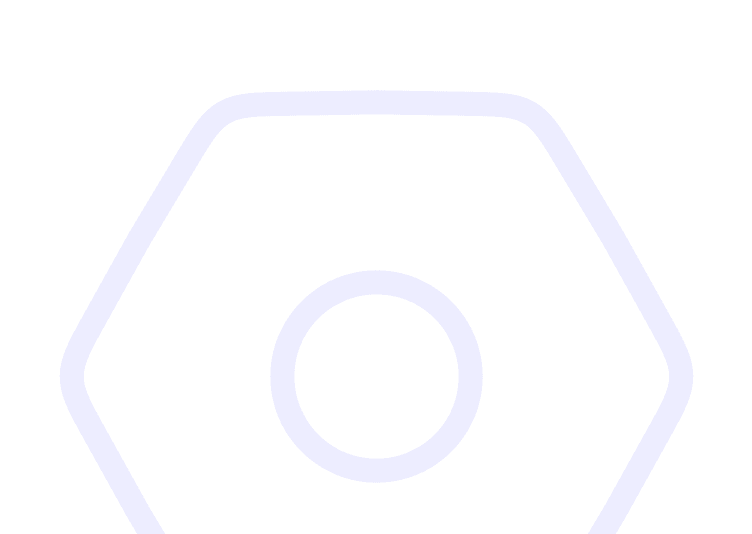 A faint, light purple hexagon with a circle in the center is displayed on a light gray background. The shapes have soft edges and minimal contrast.
